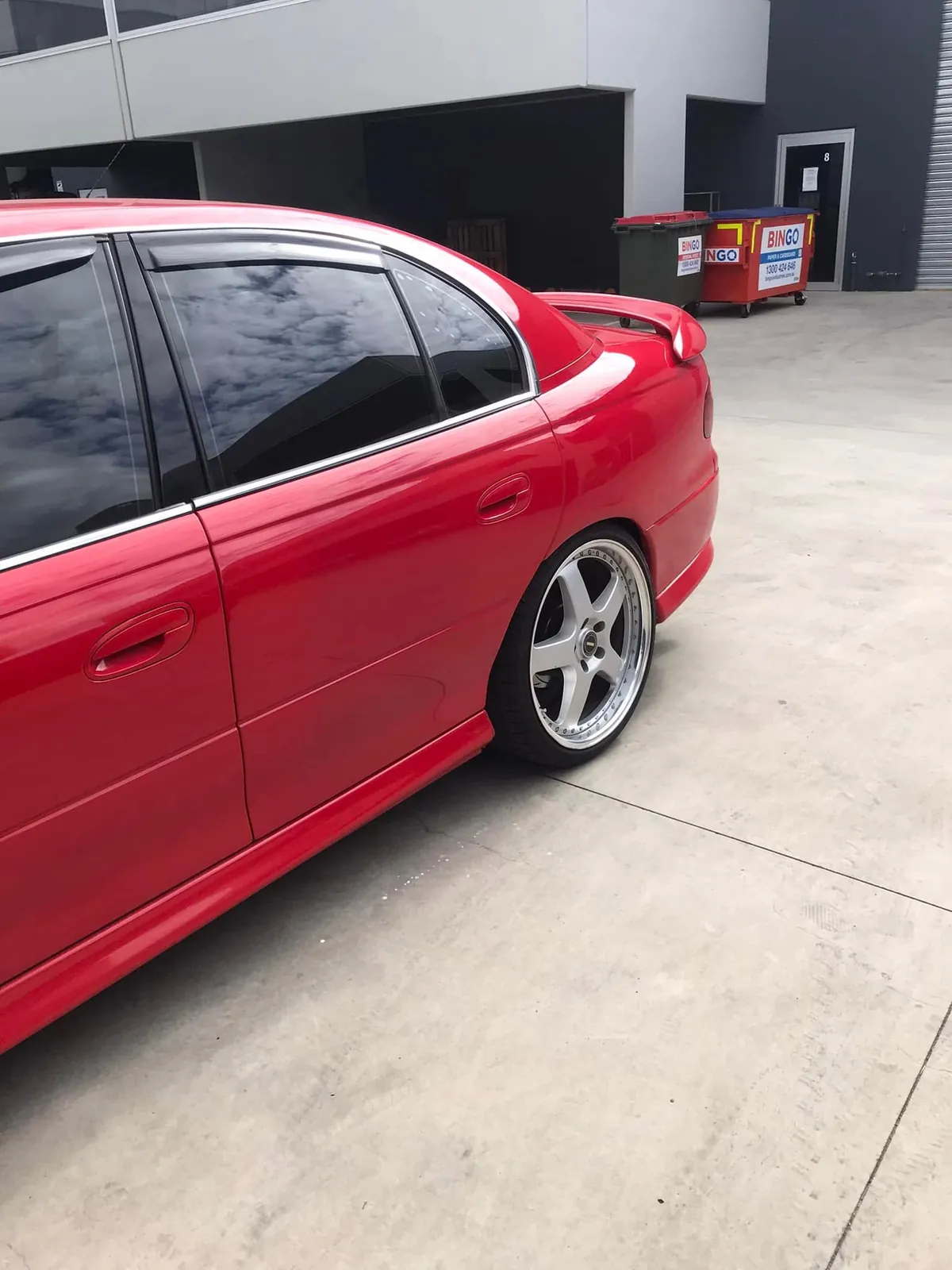 Restored red muscle car